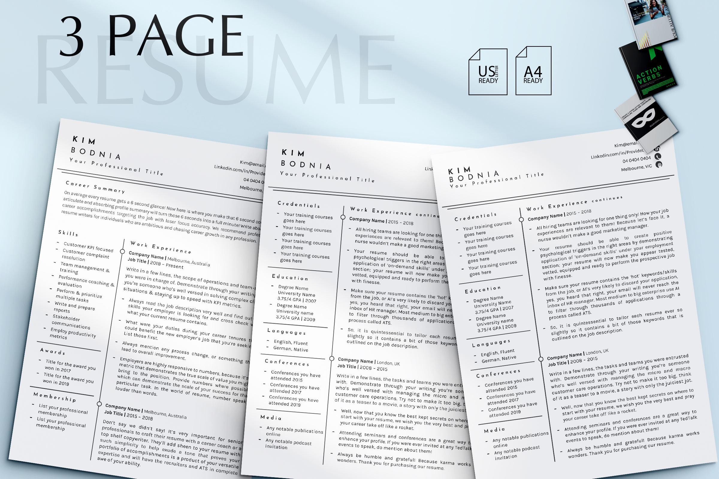 ATS Friendly Resume Template with Cover Letter Ref | Buy Templates ...
