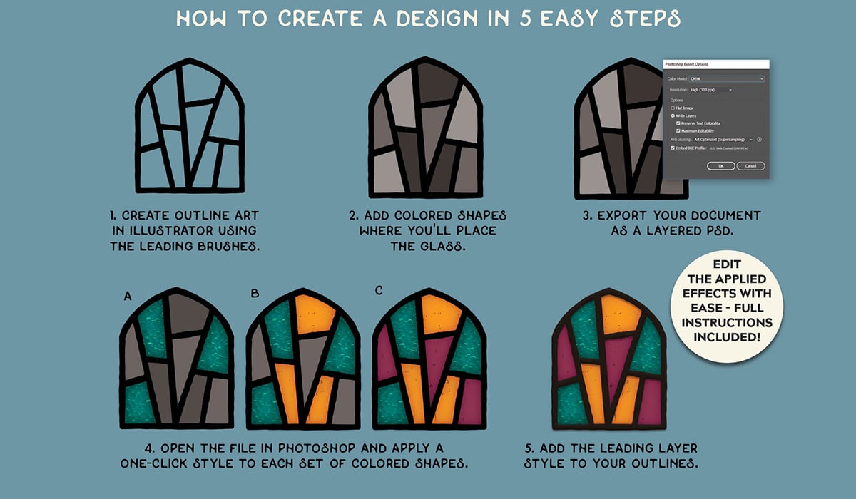 Stained Glass Creator - Photoshop/Illustrator