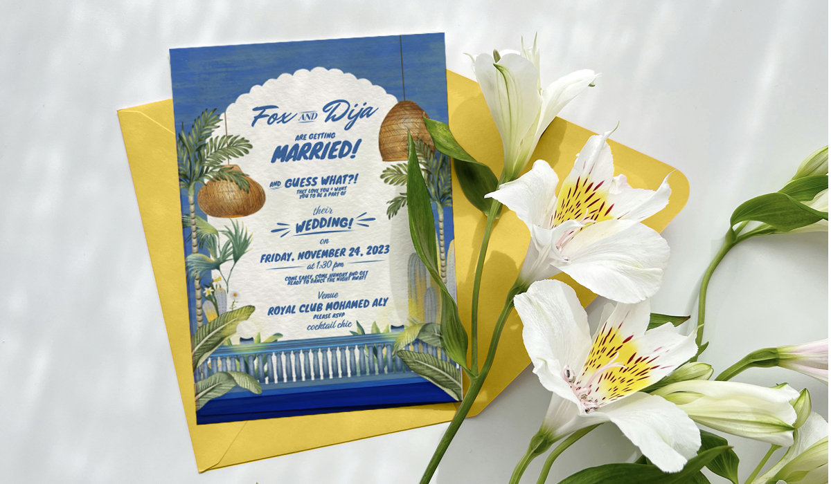 Boho Wedding Invite – Midsummer Desert Theme (AI File)