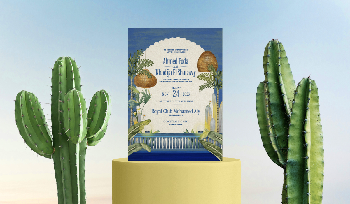 Boho Wedding Invite – Midsummer Desert Theme (AI File)