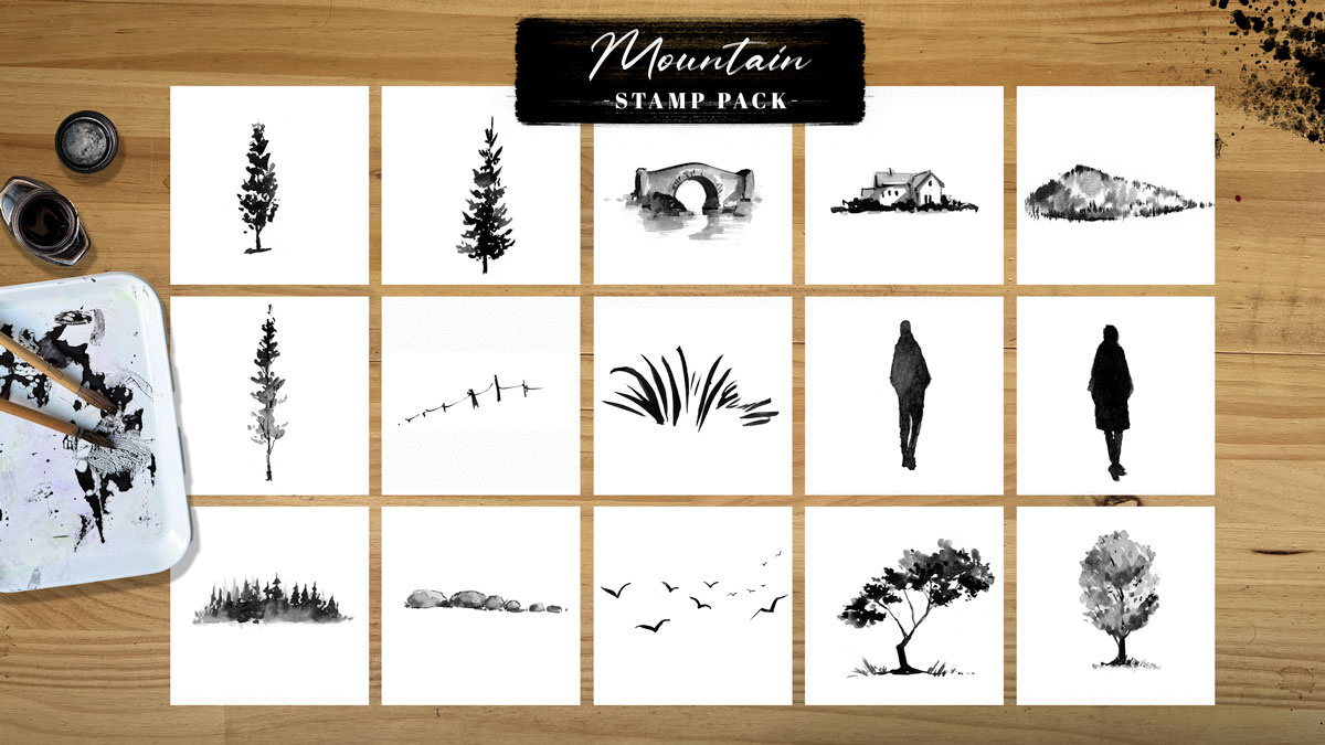 Procreate Stamps: Create Watercolor Mountain Scenes