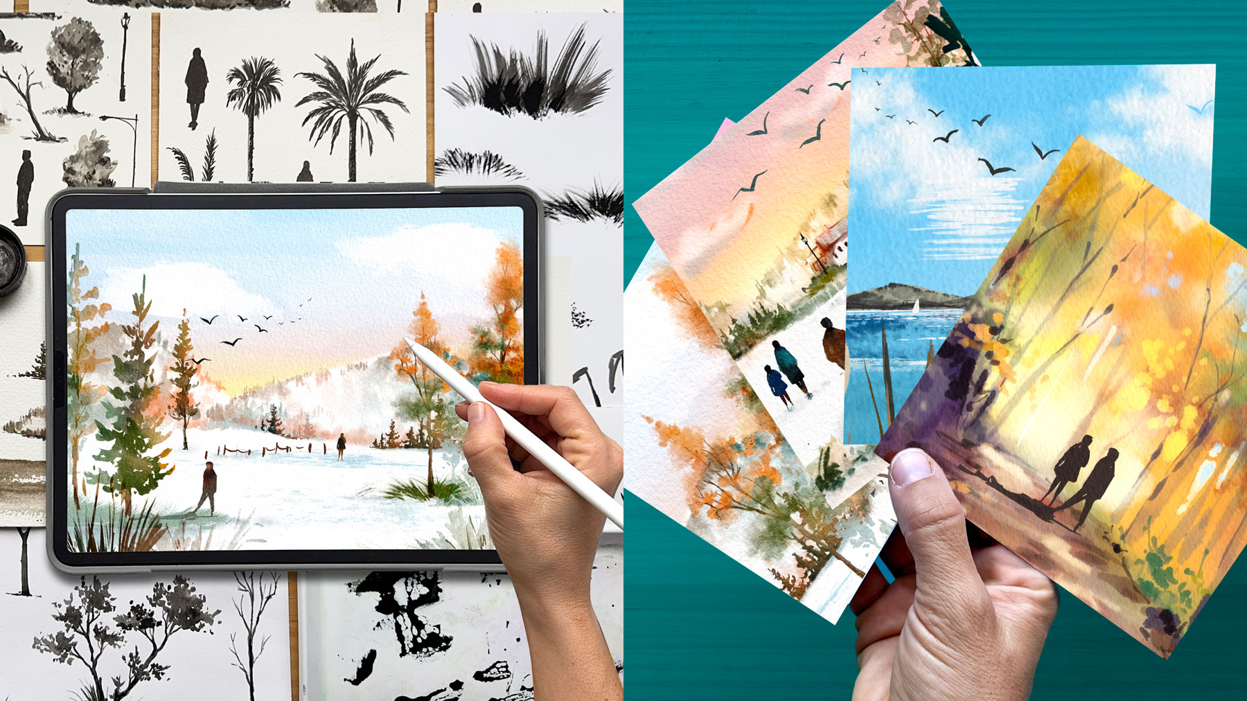 Procreate Stamps: Create Watercolor Mountain Scenes