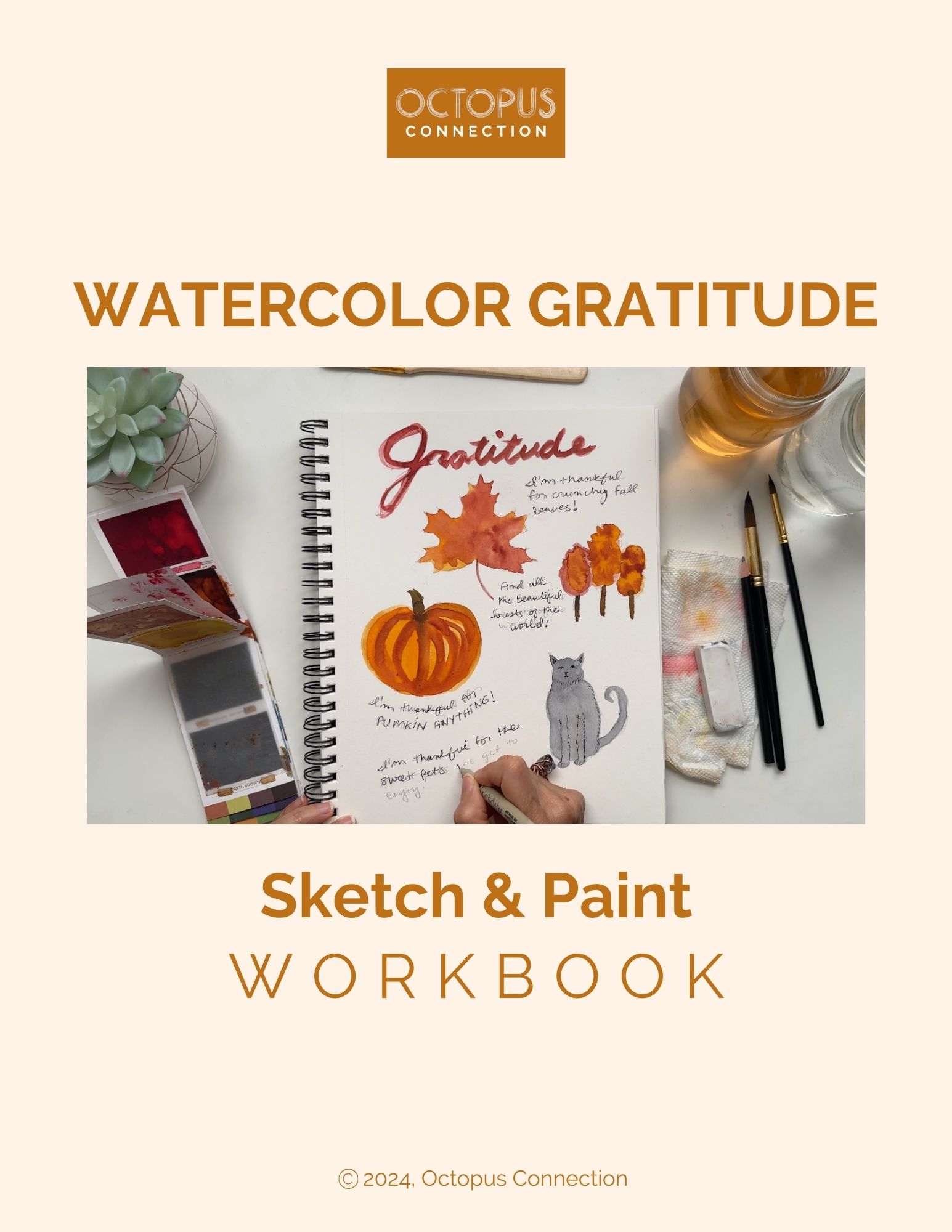 Watercolor Gratitude Sketch & Paint Journal Videos & Workbook