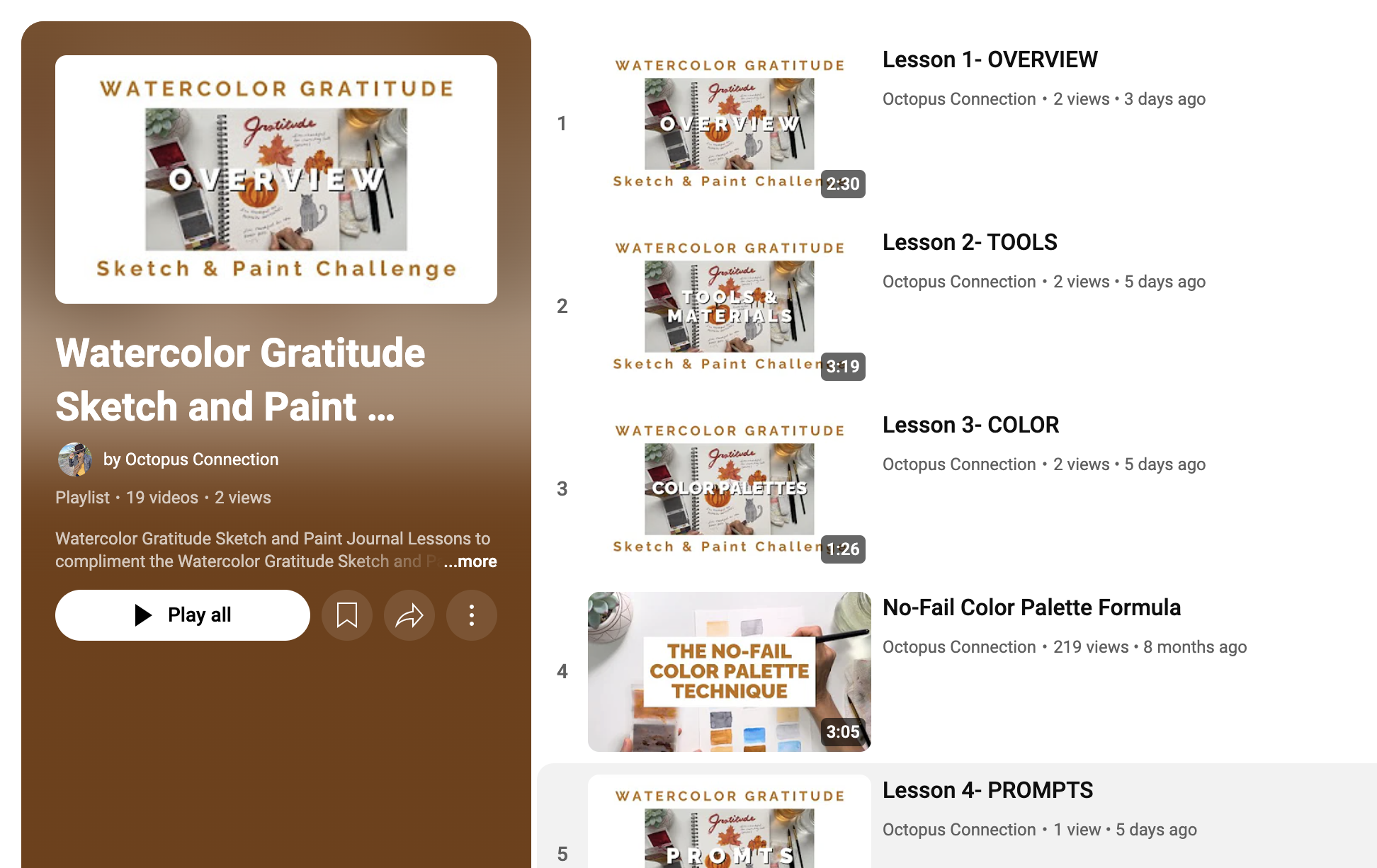 Watercolor Gratitude Sketch & Paint Journal Videos & Workbook