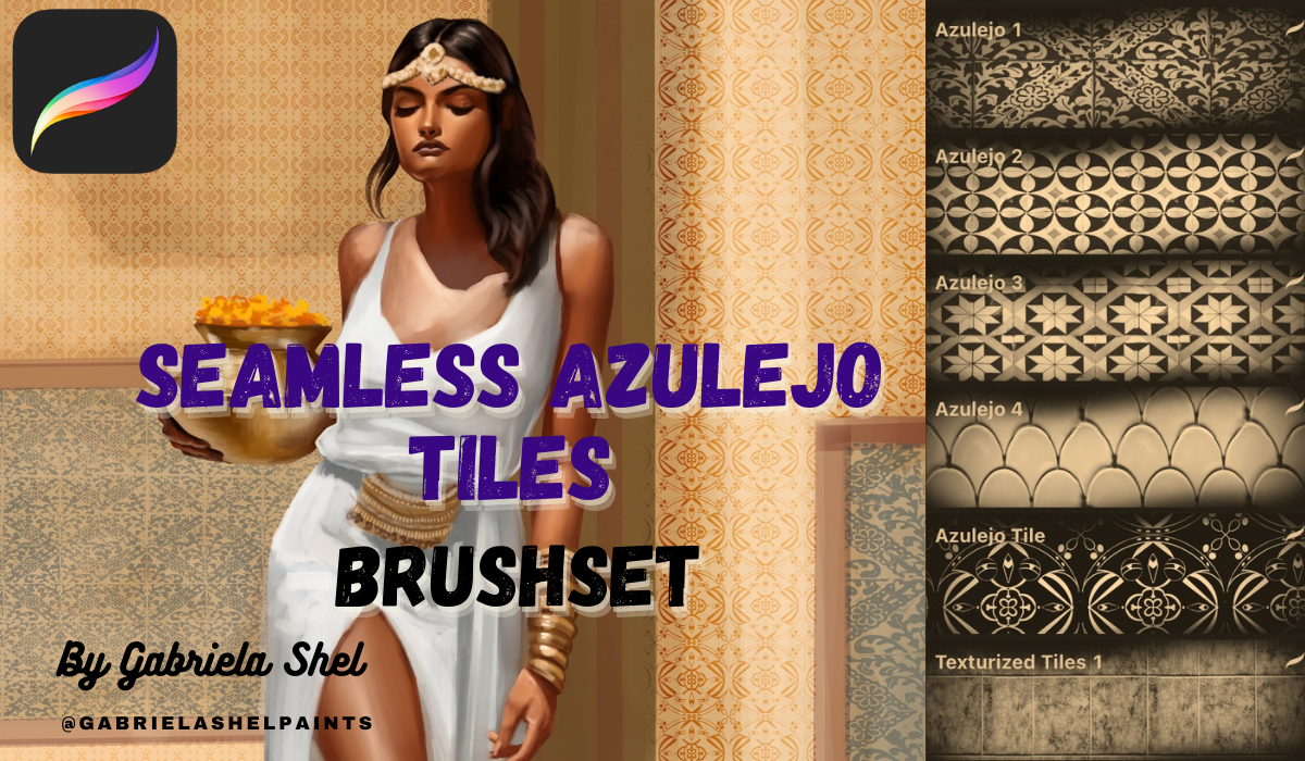 Azulejo Tiles Seamless Pattern Brush for Procreate