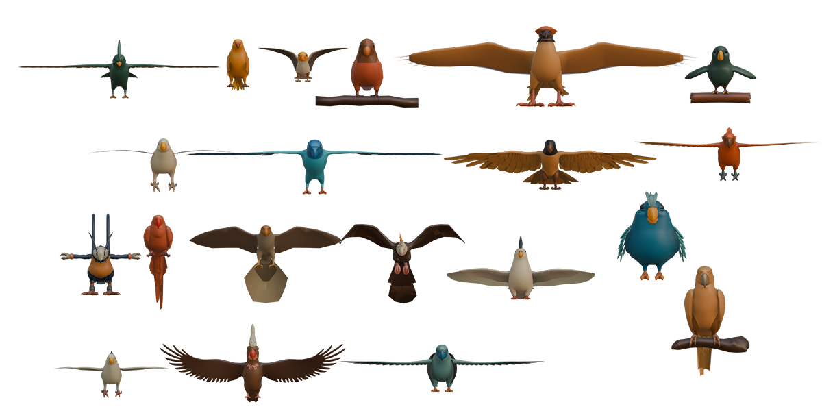 19 Stylized Bird Models Pack LowPoly Parrot Bundle | Buy Templates ...