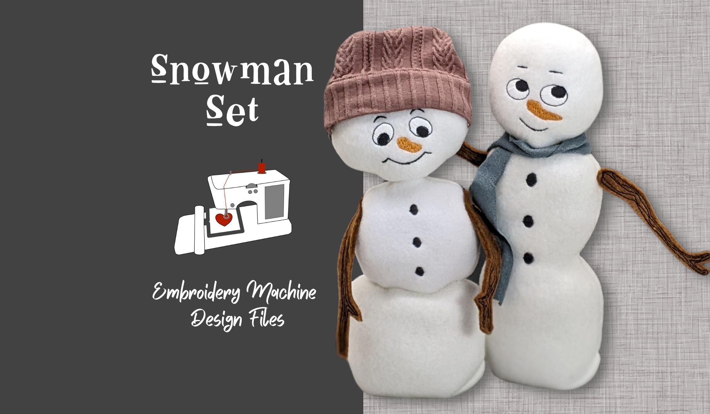 Snowman Set - ITH Machine Embroidery Design