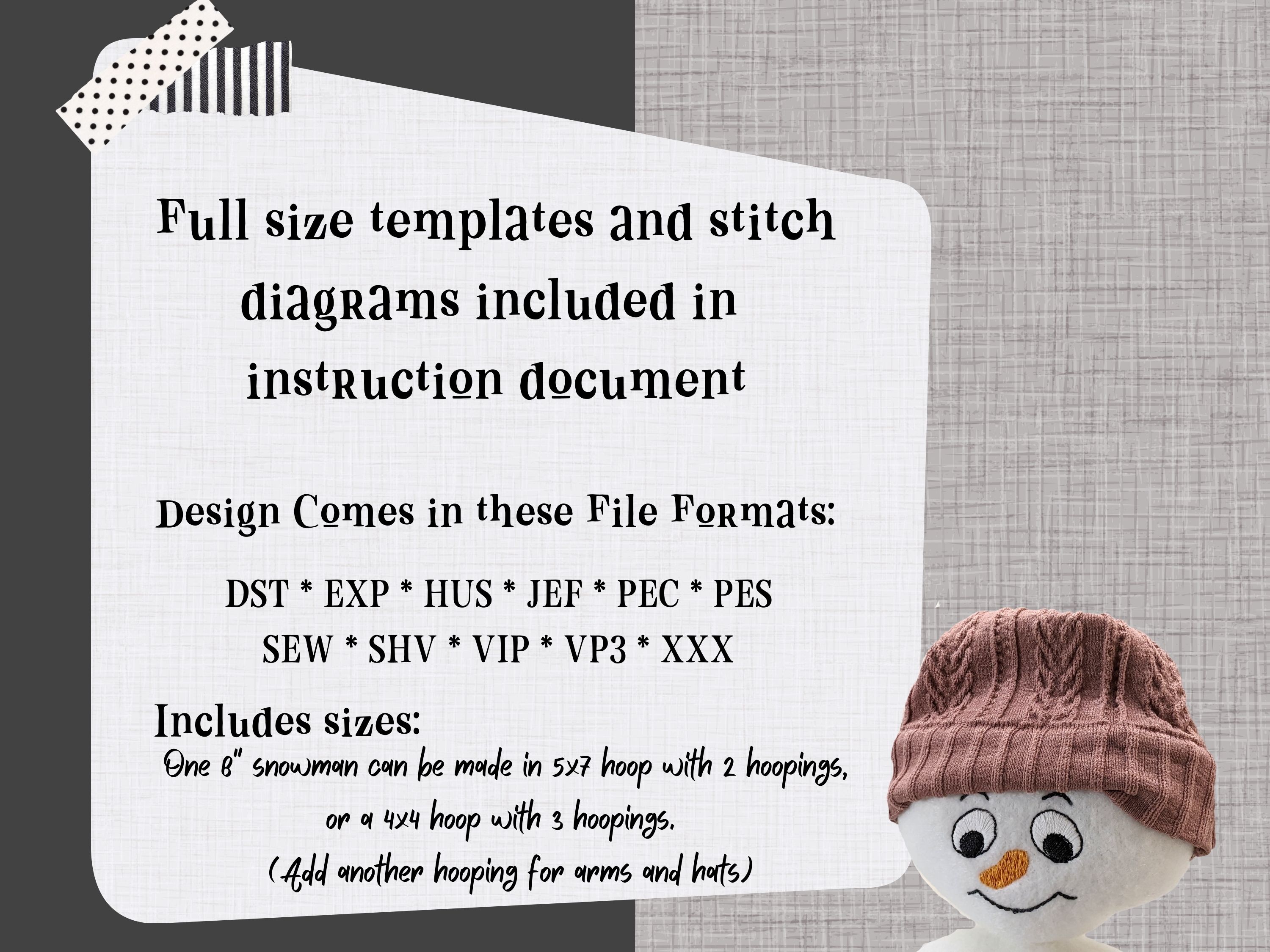 Snowman Set - ITH Machine Embroidery Design