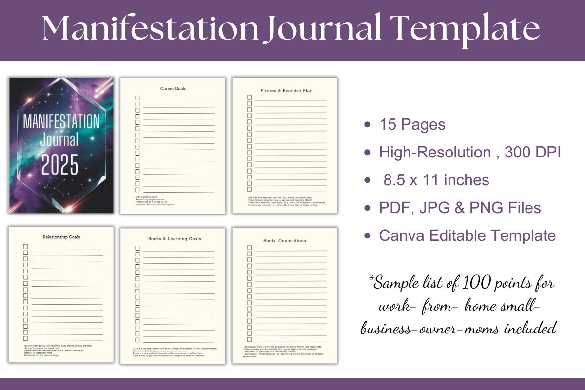 Manifestation Journal Template 2025
