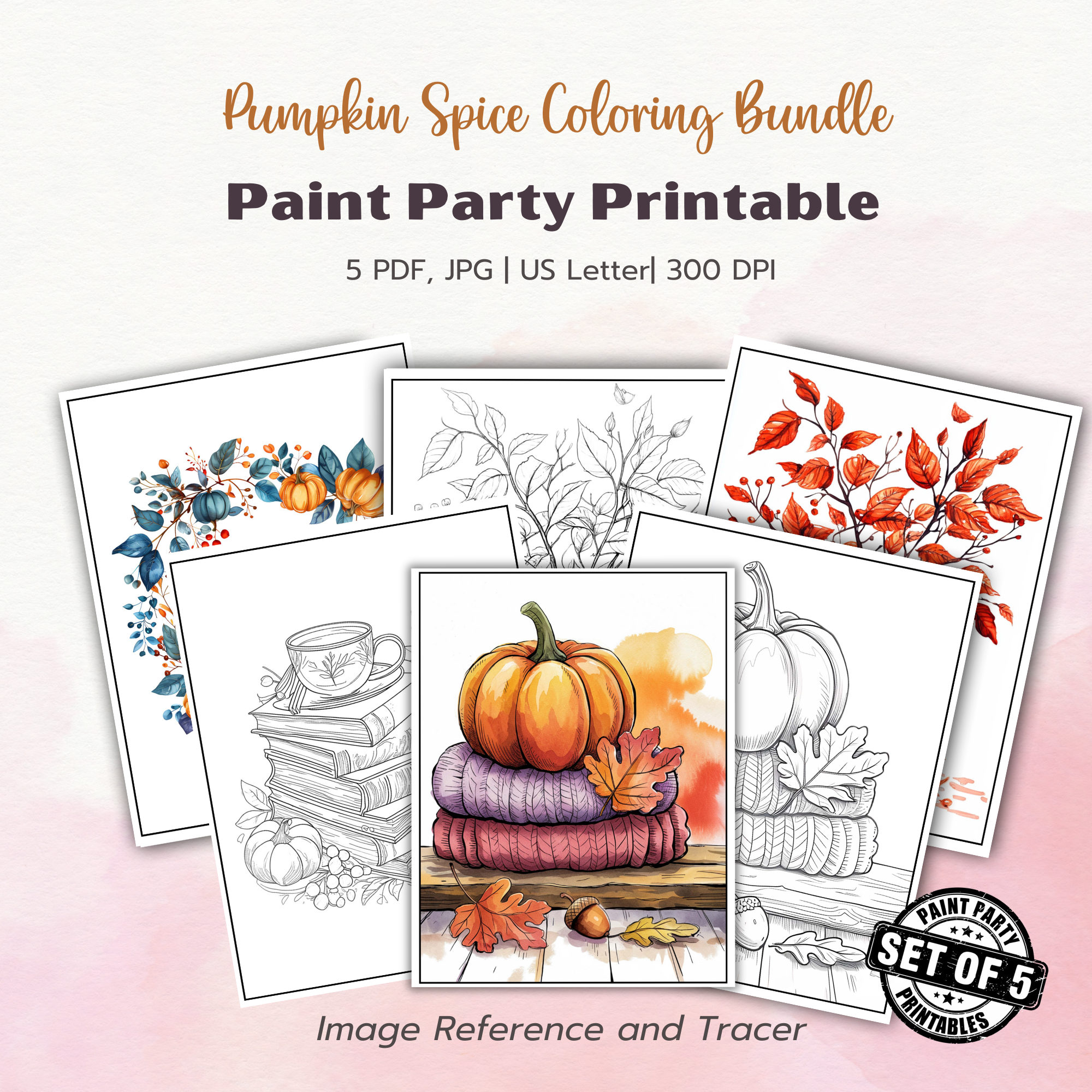 Pumpkin Spice Paint Party Coloring Bundle