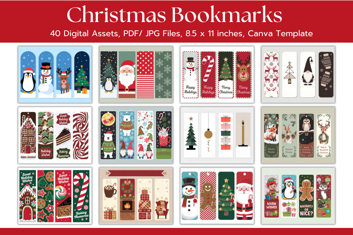 Christmas Bookmarks Printable Template