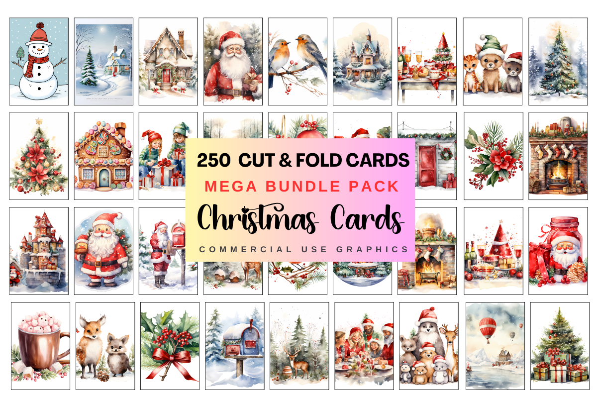 250 Christmas Card Templates | Cut & Fold Holiday Cards 