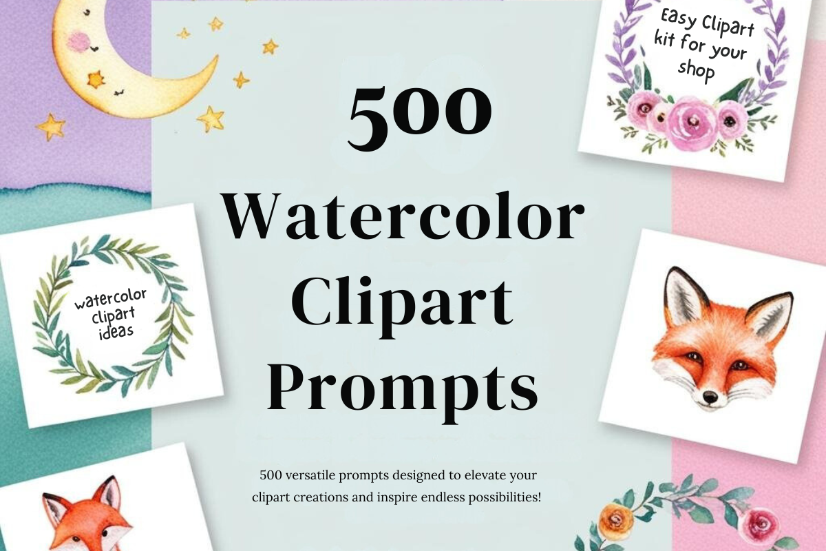 500 Unique Watercolor Clipart Prompts Guide