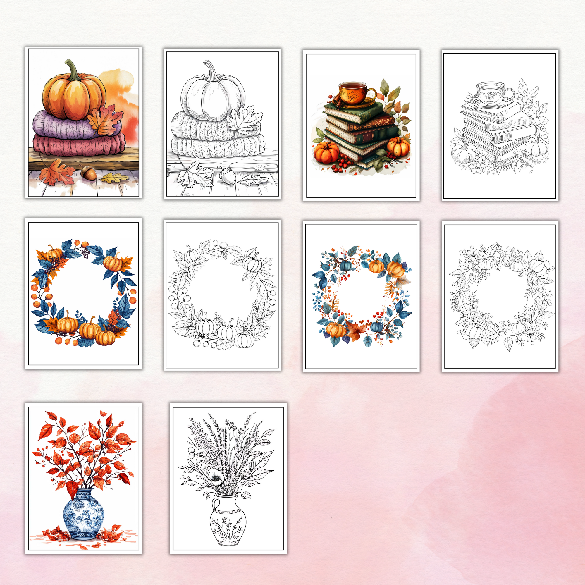 Pumpkin Spice Paint Party Coloring Bundle