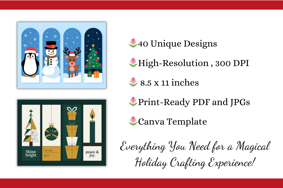 Christmas Bookmarks Printable Template