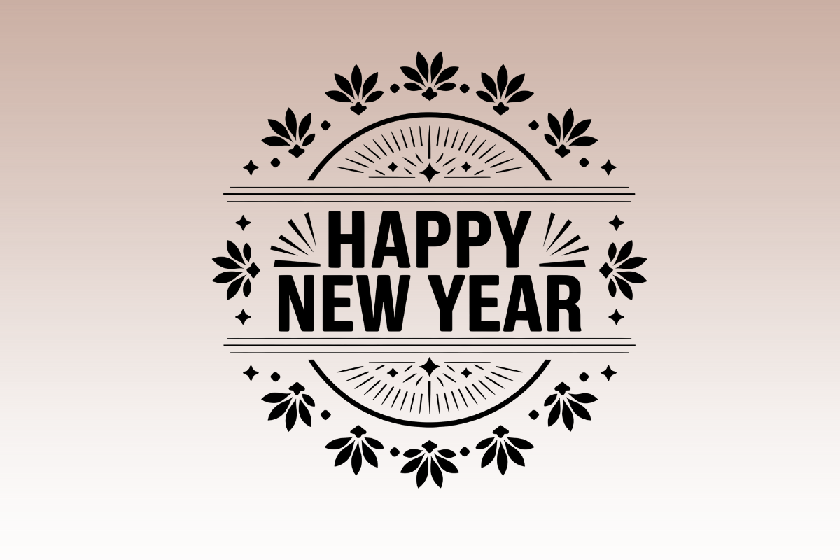 Happy New Year Stamp Designs Transparent PNG Bundle
