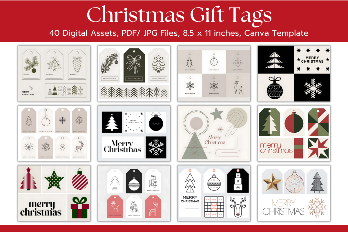 40 Christmas Gift Tag Printable Sheets